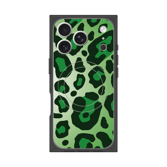 プレミアムスクエアケース with MagSafe［ Leopard - Green ］