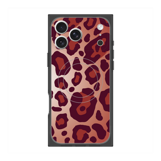 プレミアムスクエアケース with MagSafe［ Leopard - Red ］