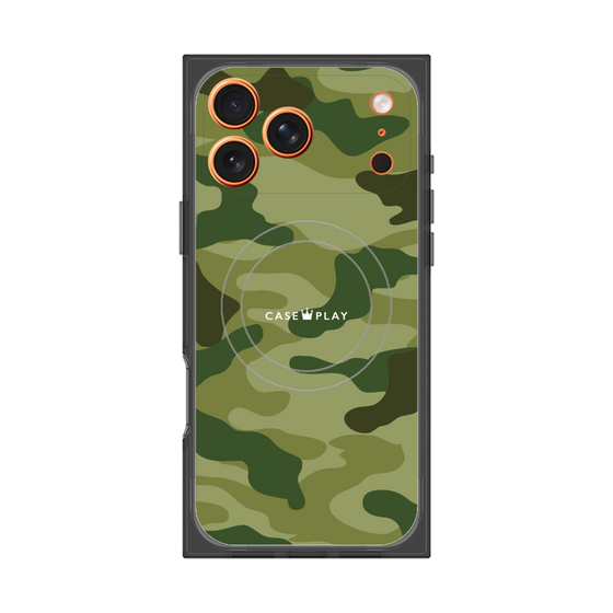 プレミアムスクエアケース with MagSafe［ Camouflage - Green ］