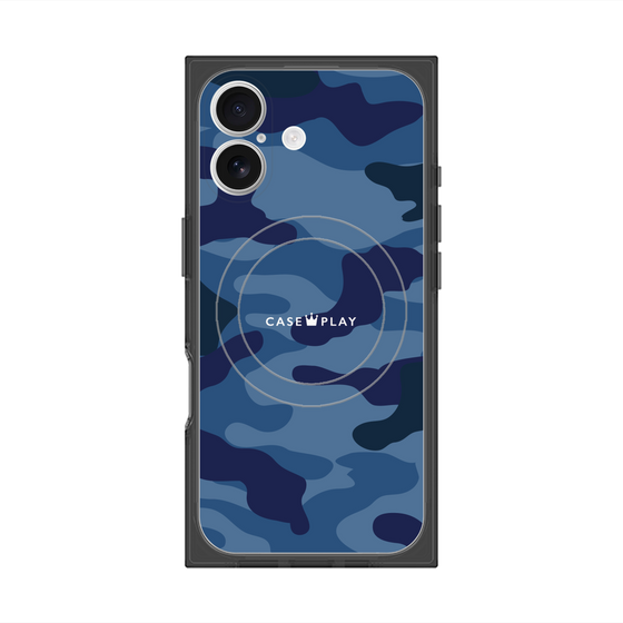 プレミアムスクエアケース with MagSafe［ Camouflage - Blue ］