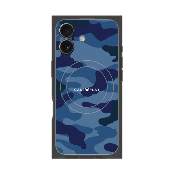 プレミアムスクエアケース with MagSafe［ Camouflage - Blue ］