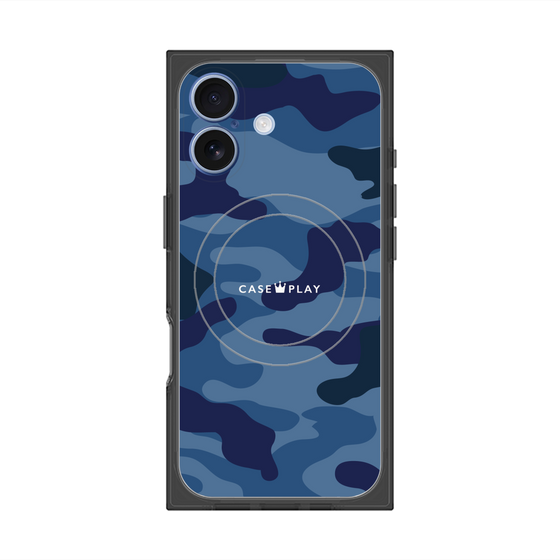 プレミアムスクエアケース with MagSafe［ Camouflage - Blue ］