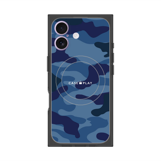 プレミアムスクエアケース with MagSafe［ Camouflage - Blue ］