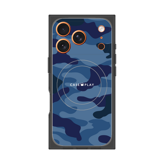 プレミアムスクエアケース with MagSafe［ Camouflage - Blue ］