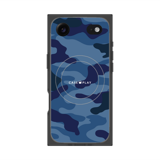 プレミアムスクエアケース with MagSafe［ Camouflage - Blue ］