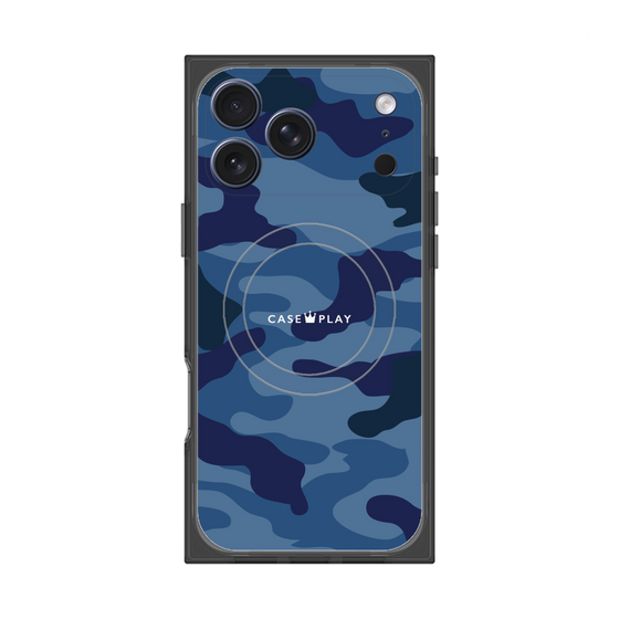 プレミアムスクエアケース with MagSafe［ Camouflage - Blue ］