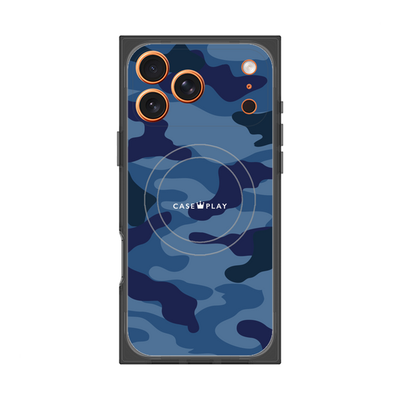 プレミアムスクエアケース with MagSafe［ Camouflage - Blue ］