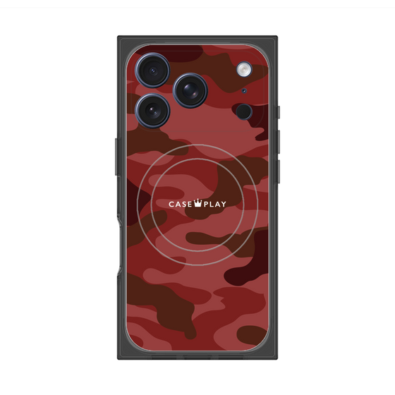 プレミアムスクエアケース with MagSafe［ Camouflage - Red ］