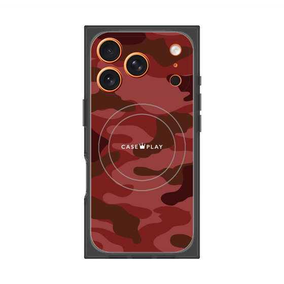 プレミアムスクエアケース with MagSafe［ Camouflage - Red ］