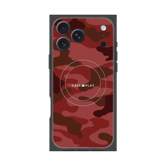 プレミアムスクエアケース with MagSafe［ Camouflage - Red ］