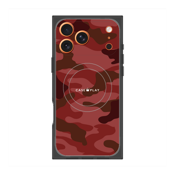 プレミアムスクエアケース with MagSafe［ Camouflage - Red ］