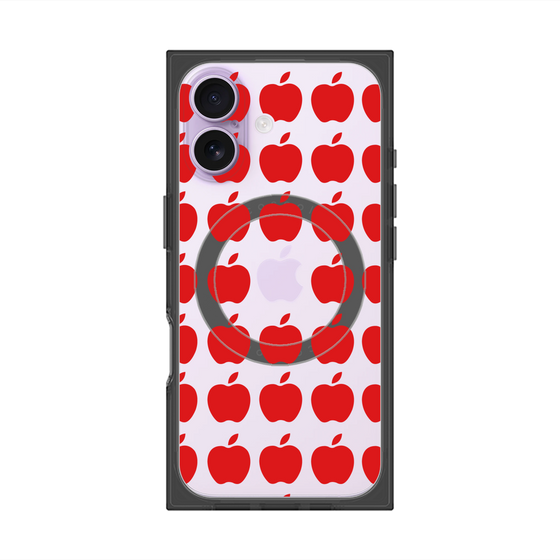 プレミアムスクエアケース with MagSafe［ Apple - Red ］