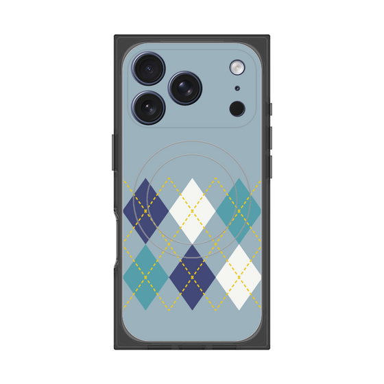 プレミアムスクエアケース with MagSafe［ Nordic Argyle - Blue ］