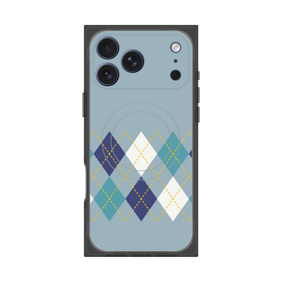 プレミアムスクエアケース with MagSafe［ Nordic Argyle - Blue ］