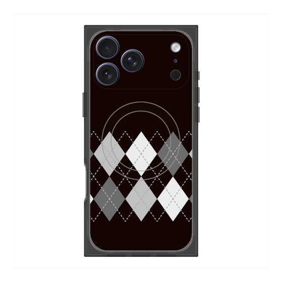 プレミアムスクエアケース with MagSafe［ Nordic Argyle - Black ］