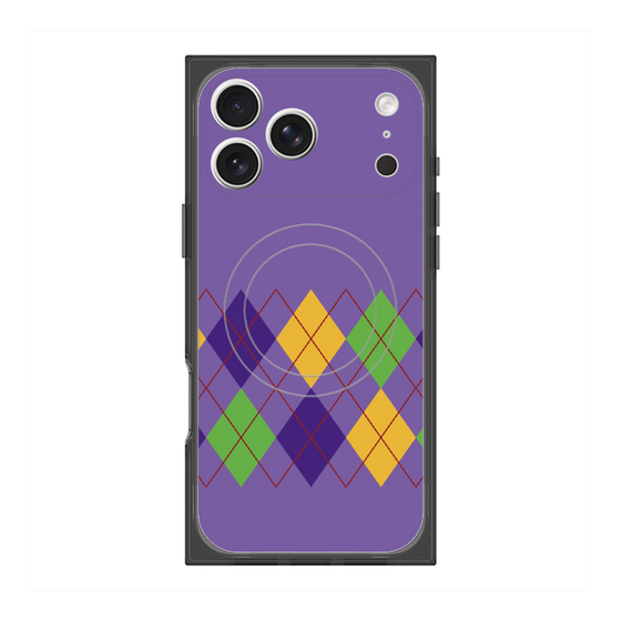 プレミアムスクエアケース with MagSafe［ Nordic Argyle - Purple ］