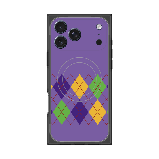 プレミアムスクエアケース with MagSafe［ Nordic Argyle - Purple ］