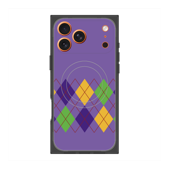 プレミアムスクエアケース with MagSafe［ Nordic Argyle - Purple ］