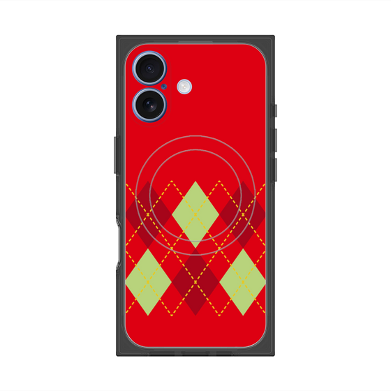 プレミアムスクエアケース with MagSafe［ Nordic Argyle - Red ］