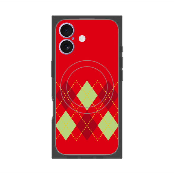 プレミアムスクエアケース with MagSafe［ Nordic Argyle - Red ］