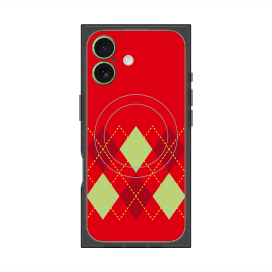 プレミアムスクエアケース with MagSafe［ Nordic Argyle - Red ］