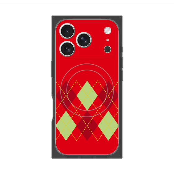 プレミアムスクエアケース with MagSafe［ Nordic Argyle - Red ］