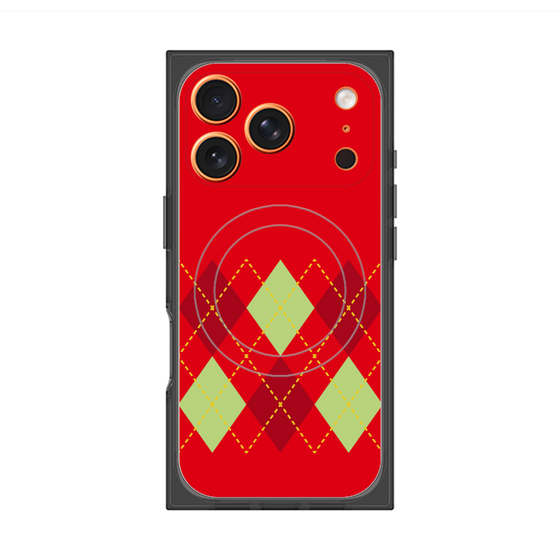 プレミアムスクエアケース with MagSafe［ Nordic Argyle - Red ］