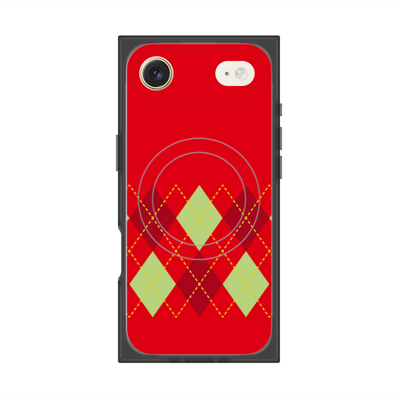 プレミアムスクエアケース with MagSafe［ Nordic Argyle - Red ］