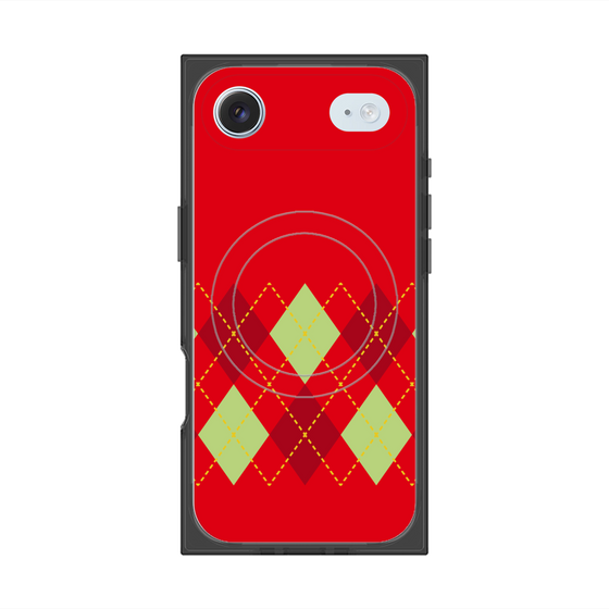 プレミアムスクエアケース with MagSafe［ Nordic Argyle - Red ］