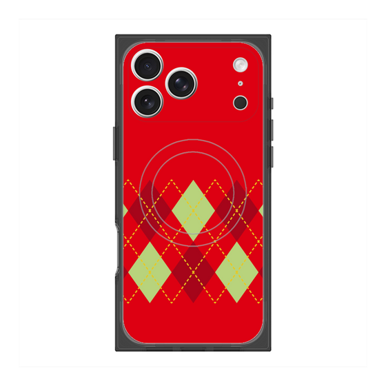プレミアムスクエアケース with MagSafe［ Nordic Argyle - Red ］