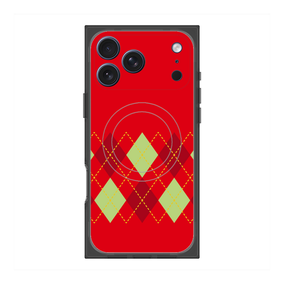 プレミアムスクエアケース with MagSafe［ Nordic Argyle - Red ］