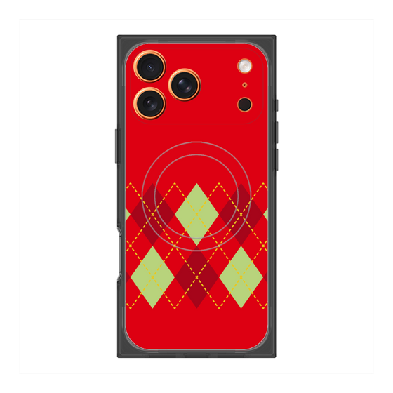 プレミアムスクエアケース with MagSafe［ Nordic Argyle - Red ］