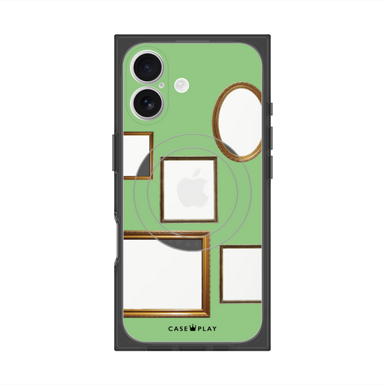プレミアムスクエアケース with MagSafe［ Photo Frames - Light Green ］