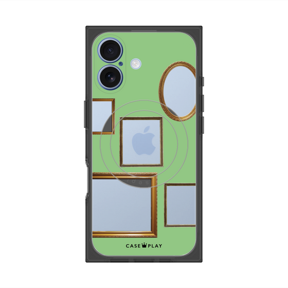 プレミアムスクエアケース with MagSafe［ Photo Frames - Light Green ］