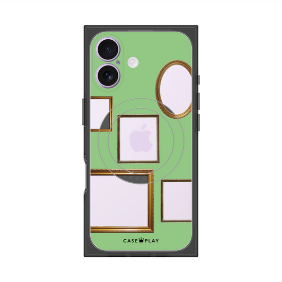 プレミアムスクエアケース with MagSafe［ Photo Frames - Light Green ］