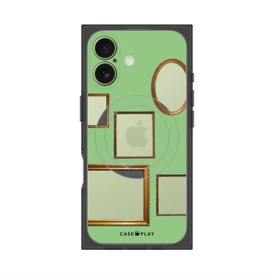 プレミアムスクエアケース with MagSafe［ Photo Frames - Light Green ］