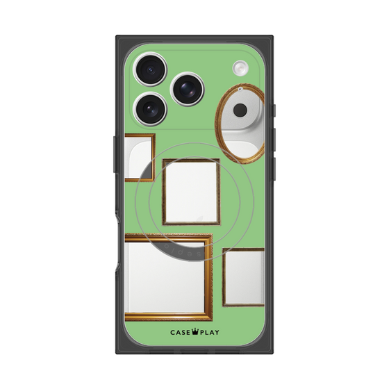 プレミアムスクエアケース with MagSafe［ Photo Frames - Light Green ］