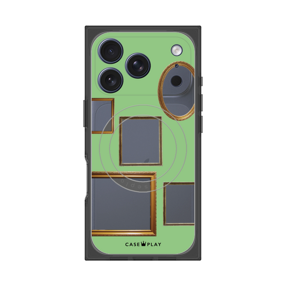 プレミアムスクエアケース with MagSafe［ Photo Frames - Light Green ］
