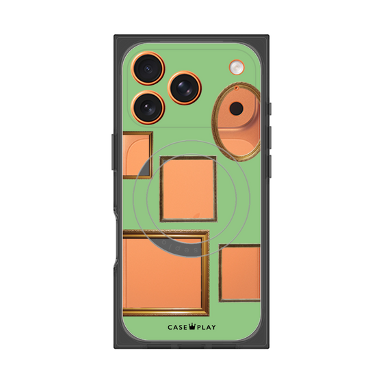 プレミアムスクエアケース with MagSafe［ Photo Frames - Light Green ］