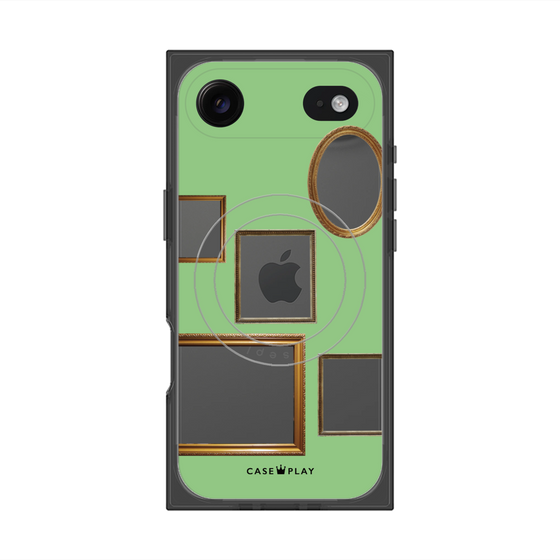 プレミアムスクエアケース with MagSafe［ Photo Frames - Light Green ］