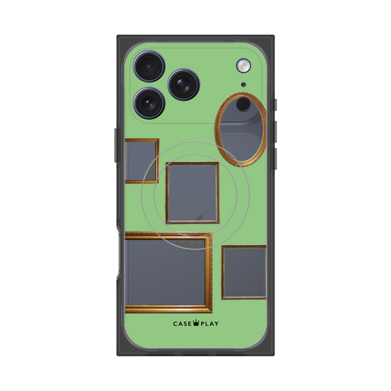 プレミアムスクエアケース with MagSafe［ Photo Frames - Light Green ］