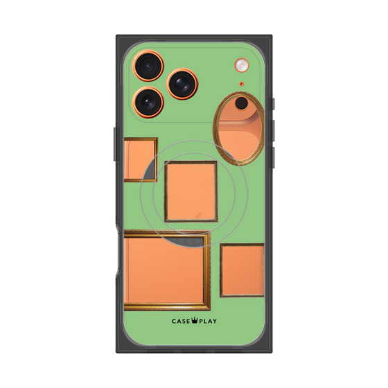 プレミアムスクエアケース with MagSafe［ Photo Frames - Light Green ］