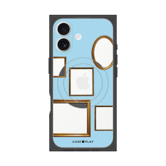 プレミアムスクエアケース with MagSafe［ Photo Frames - Light Blue ］