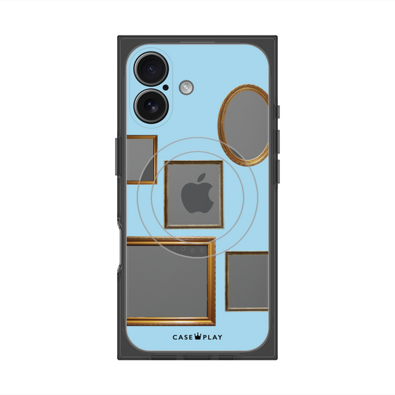 プレミアムスクエアケース with MagSafe［ Photo Frames - Light Blue ］