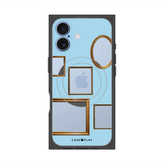 プレミアムスクエアケース with MagSafe［ Photo Frames - Light Blue ］