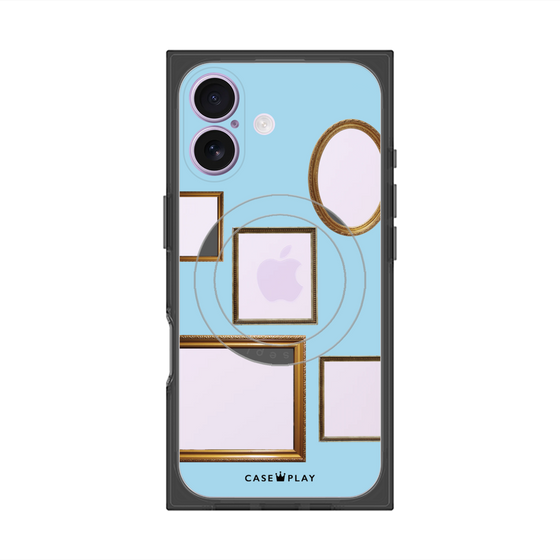 プレミアムスクエアケース with MagSafe［ Photo Frames - Light Blue ］