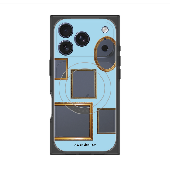 プレミアムスクエアケース with MagSafe［ Photo Frames - Light Blue ］