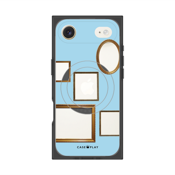 プレミアムスクエアケース with MagSafe［ Photo Frames - Light Blue ］