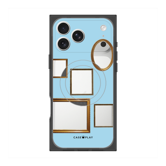 プレミアムスクエアケース with MagSafe［ Photo Frames - Light Blue ］