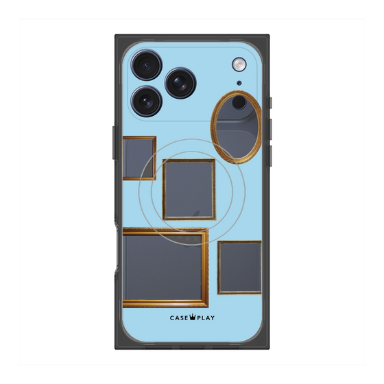 プレミアムスクエアケース with MagSafe［ Photo Frames - Light Blue ］